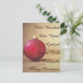 Kerstthema met kerstbal feestdagenkaart (Staand voorkant)