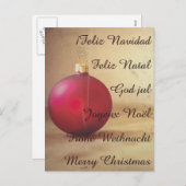 Kerstthema met kerstbal feestdagenkaart (Voorkant / Achterkant)