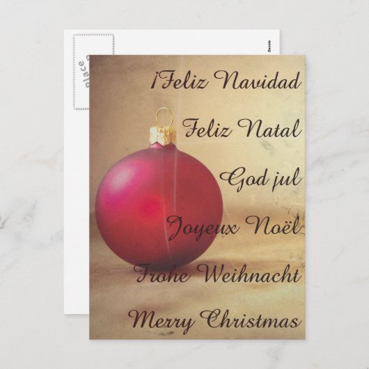 Kerstthema met kerstbal feestdagenkaart (Voorkant / Achterkant)