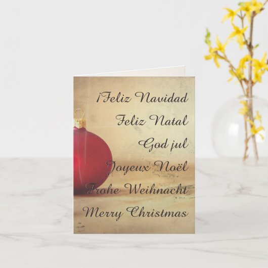 Kerstthema met kerstbal kaart (Gele Bloem)