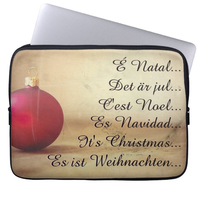 Kerstthema met kerstbal laptop sleeve (Voorkant)