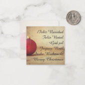 Kerstthema met kerstbal notitiekaartje (Voorkant / Achterkant in situ)