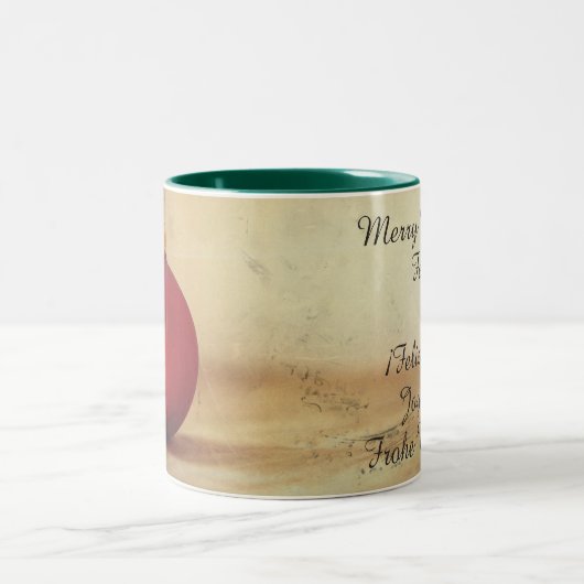 Kerstthema met kerstbal tweekleurige koffiemok (Center)