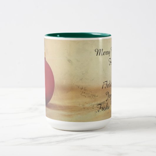 Kerstthema met kerstbal tweekleurige koffiemok (Center)