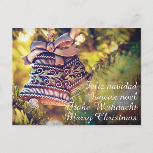 Kerstthema met twee bellen briefkaart (Voorkant)