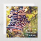 Kerstthema met twee bellen kaart (Voorkant / Achterkant)