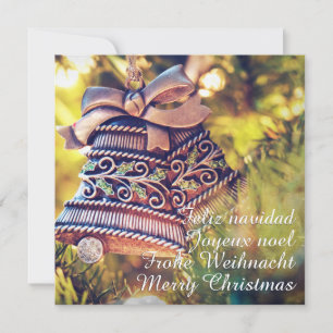 Kerstthema met twee bellen kaart