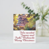 Kerstthema met twee bellen kaart (Staand voorkant)