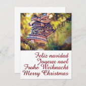 Kerstthema met twee bellen kaart (Voorkant / Achterkant)