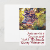 Kerstthema met twee bellen kaart (Voorkant / Achterkant)