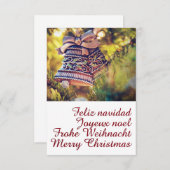 Kerstthema met twee bellen kaart (Voorkant / Achterkant)