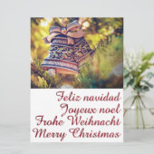 Kerstthema met twee bellen kaart (Staand voorkant)