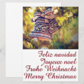 Kerstthema met twee bellen kaart (Voorkant / Achterkant)