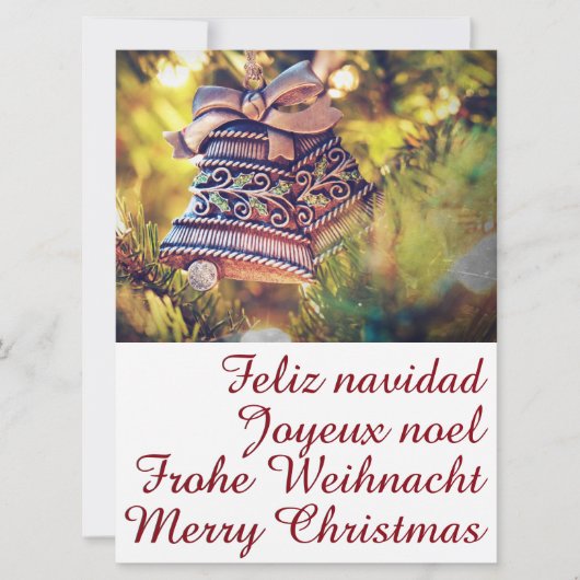 Kerstthema met twee bellen kaart (Voorkant)