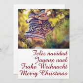 Kerstthema met twee belletjes kaart (Voorkant / Achterkant)