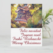 Kerstthema met twee belletjes kaart (Staand voorkant)