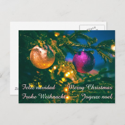 Kerstthema met twee kerstbal... briefkaart (Voorkant / Achterkant)