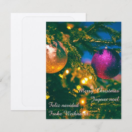 Kerstthema met twee kerstbal... kaart (Voorkant / Achterkant)