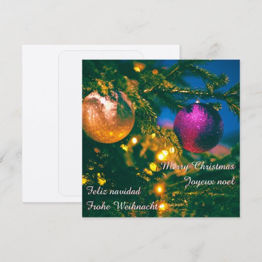 Kerstthema met twee kerstbal... kaart (Voorkant / Achterkant)