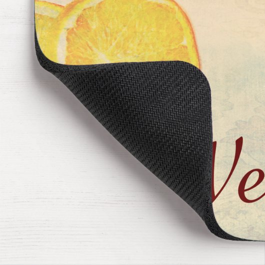 Kerstthema met vruchten in pastel look muismat (Hoek)