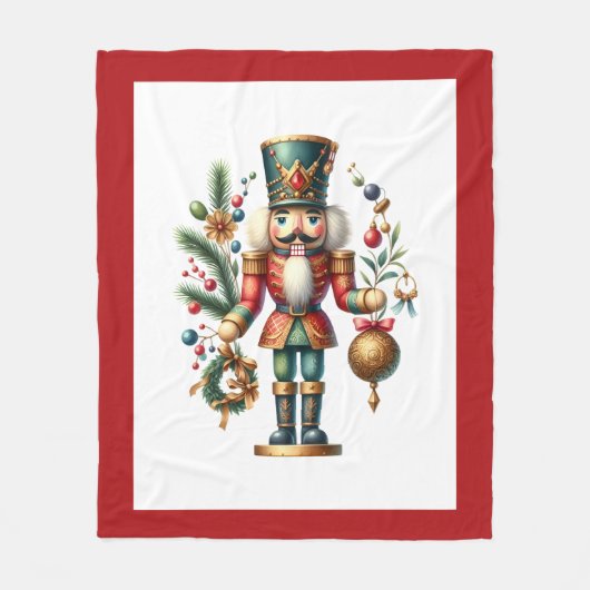 Kerstthema Notenkraker op wit Fleece Deken (Voorkant)