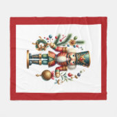 Kerstthema Notenkraker op wit Fleece Deken (Voorkant (Horizontaal))