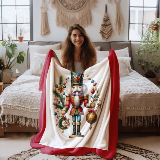 Kerstthema Notenkraker op wit Fleece Deken