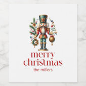 Kerstthema Notenkraker Red Retro Typografie Wijn Etiket (Enkel label)