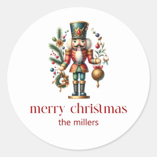 Kerstthema Notenkraker Ronde Sticker (Voorkant)