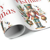 Kerstthema Notenkrakerpatroon Cadeaupapier (Rol Hoek)