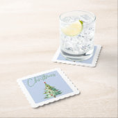 Kerstthema onderzetter in de kleur blauw (Insitu)