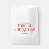 Kerstthema Ontwerp Rode Retro Typografie Bedankzakje (Voorkant)