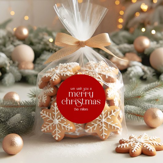 Kerstthema Ontwerp Rode Retro Typografie Ronde Sticker