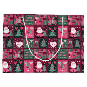 Kerstthema Paarse en roze vrolijke kerst Groot Cadeauzakje (Achterkant)