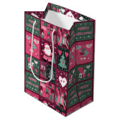 Kerstthema Paarse en roze vrolijke kerst Medium Cadeauzakje (Voorkant Gekanteld)