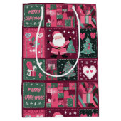 Kerstthema Paarse en roze vrolijke kerst Medium Cadeauzakje (Voorkant)