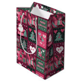 Kerstthema Paarse en roze vrolijke kerst Medium Cadeauzakje (Achterkant Gekanteld)