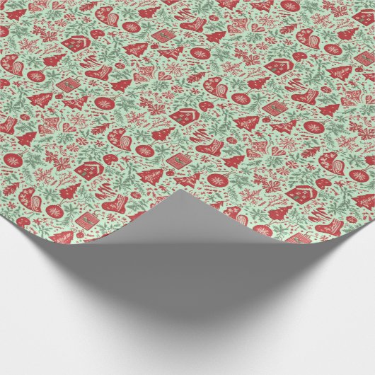 Kerstthema patroon cadeaupapier (Hoek)