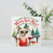 Kerstthema Ping Pong voor Siamese kattenliefhebber Feestdagenkaart (Staand voorkant)