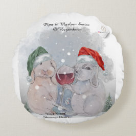 Kerstthema Pipa & Marlow print Rond Kussen