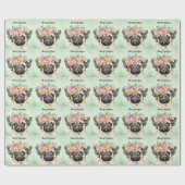 Kerstthema Pug Cadeaupapier (Vlak)