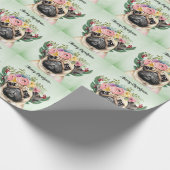 Kerstthema Pug Cadeaupapier (Hoek)