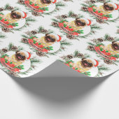 Kerstthema Pug Cadeaupapier (Hoek)