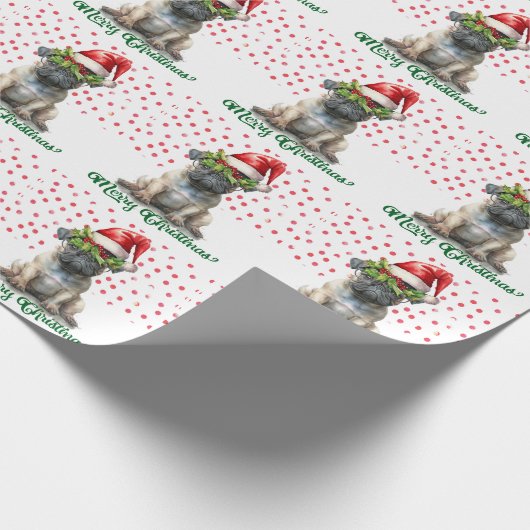 Kerstthema Pug Cadeaupapier (Hoek)