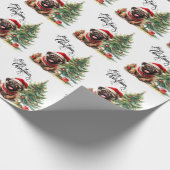 Kerstthema Pug Cadeaupapier (Hoek)