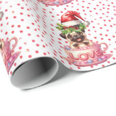 Kerstthema Pug Cadeaupapier (Rol Hoek)