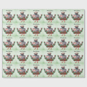 Kerstthema Pug Cadeaupapier (Vlak)