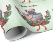 Kerstthema Pug Cadeaupapier (Rol Hoek)