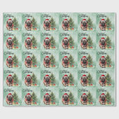 Kerstthema Pug Cadeaupapier (Vlak)