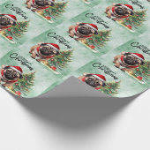 Kerstthema Pug Cadeaupapier (Hoek)